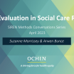 Realist Evalution in Social Care Research in White writing on blue background