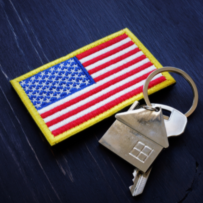 American Flag patch and keys with home keychain