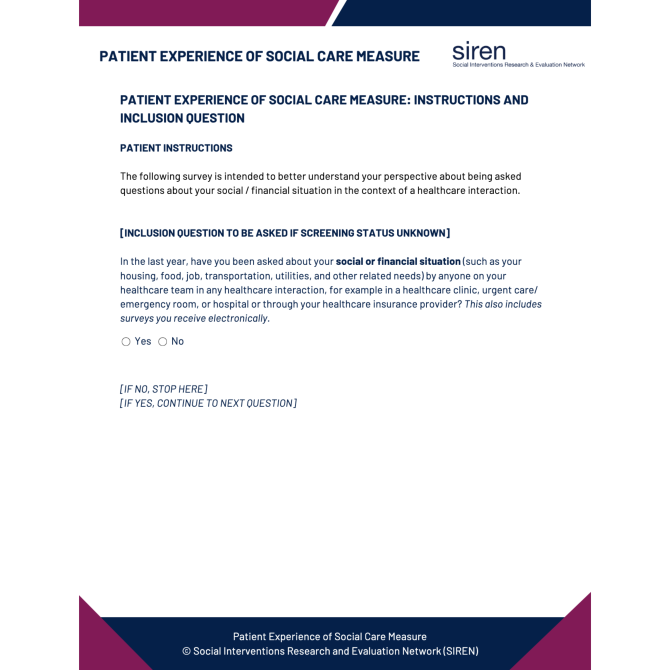 Patient Experience of Social Care Measure