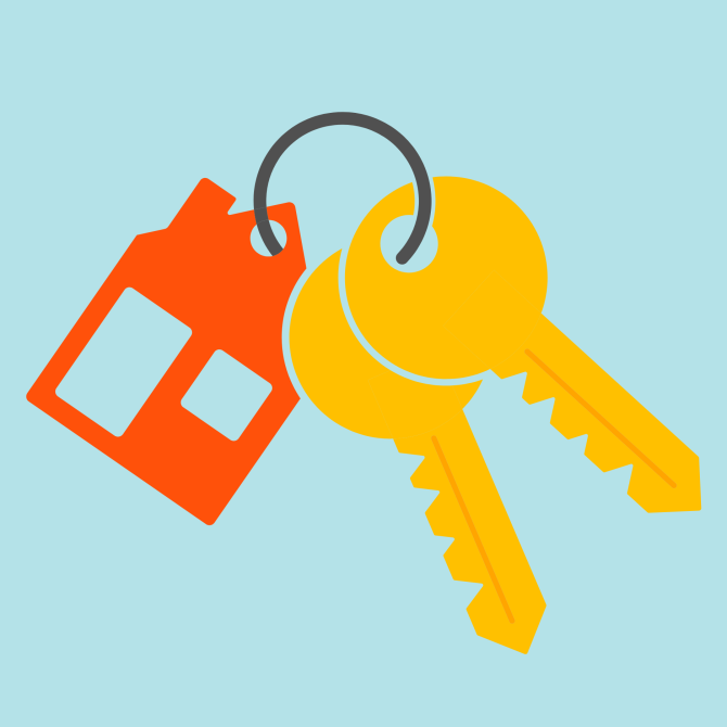 Set of keys with house on keychain 