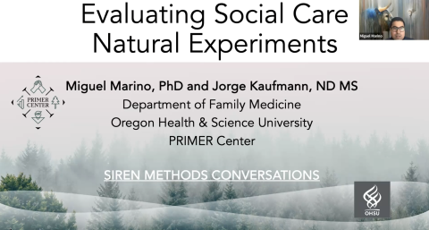 Cover slide deck with words Evaluating Social Care Natural Experiments