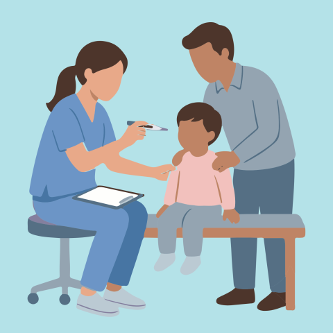 Doctor with patient and caregiver